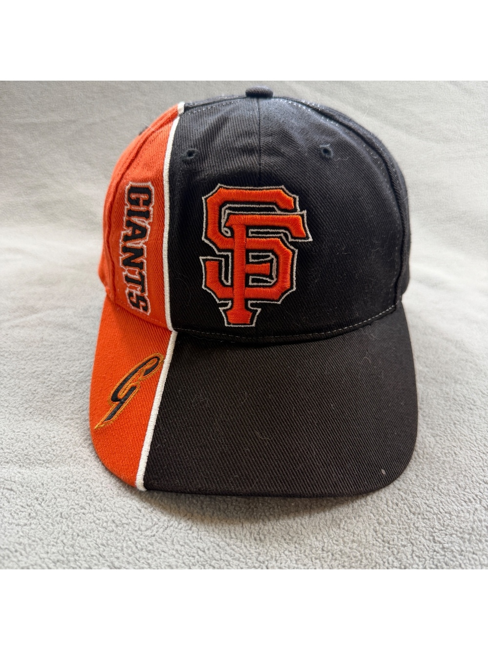 Vintage 90s San Francisco Giants Twins Enterprise MLB Strapback Hat Black Orange